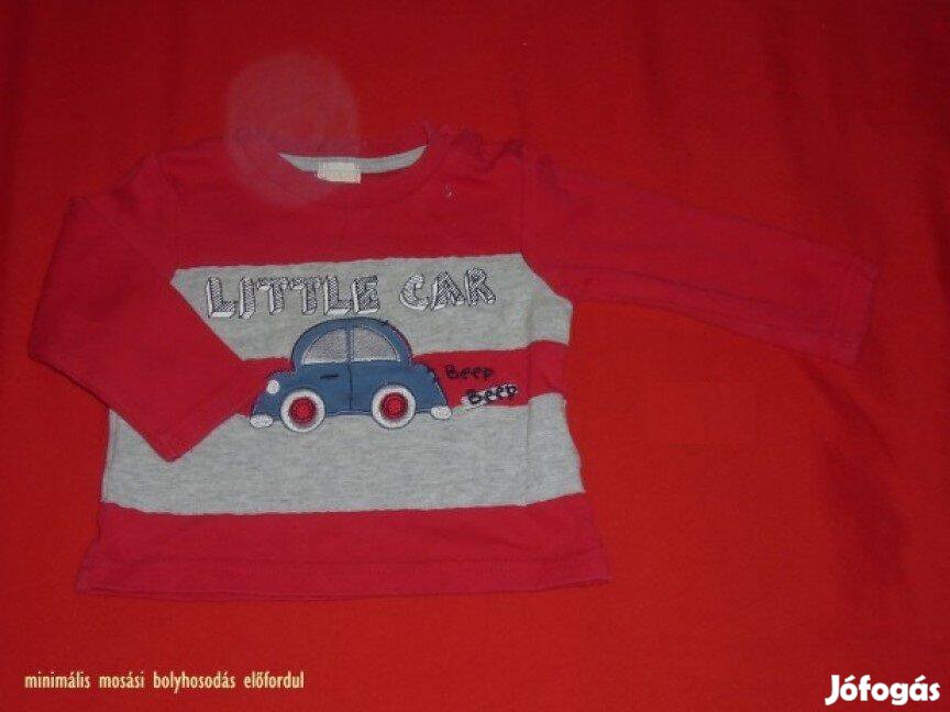 Autó mintás piros szürke hosszú ujjú felső 6-9 hó méret 74