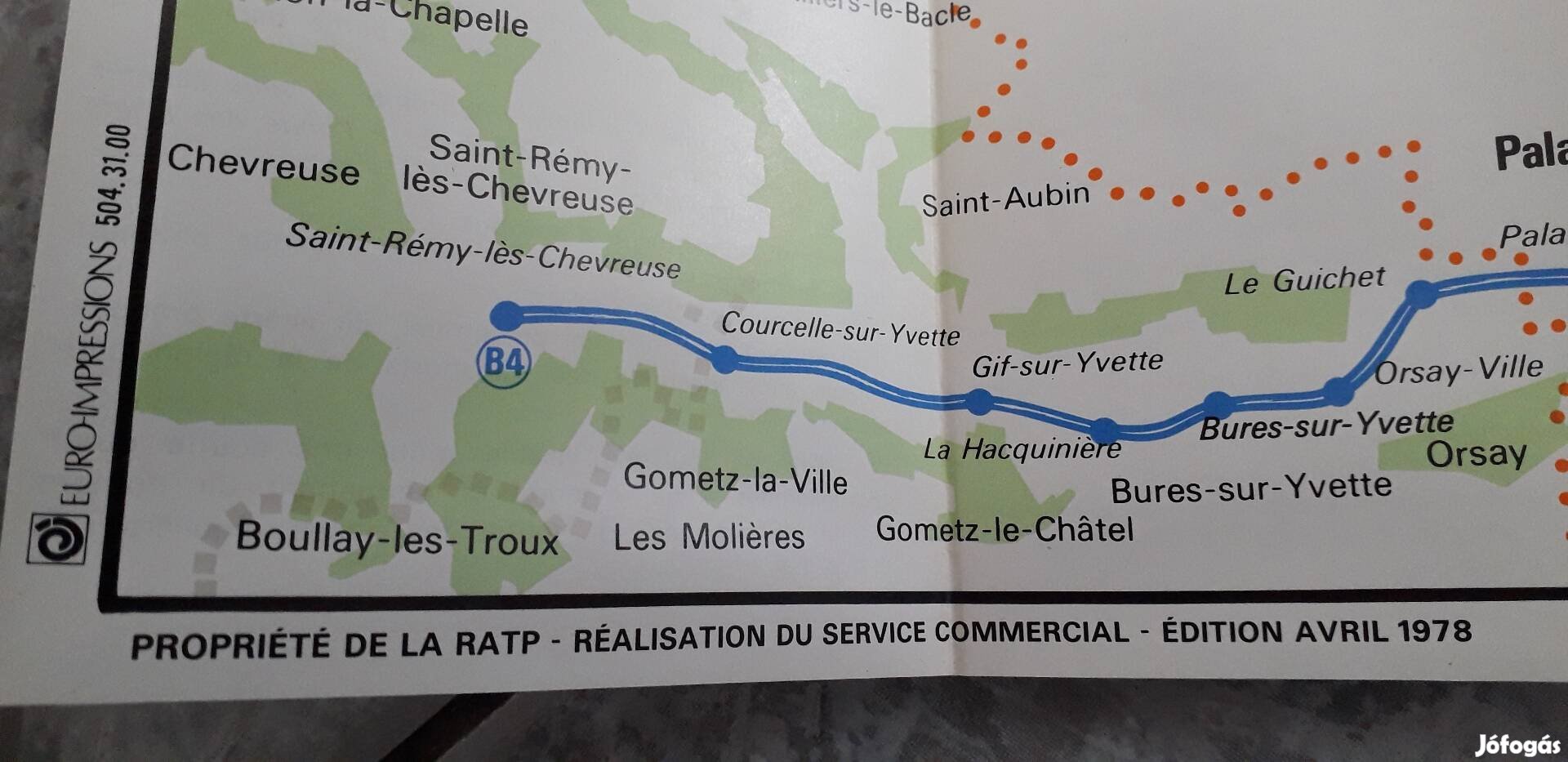 Autobus Banlieue-Autóbusz térkép, Párizs 1978.