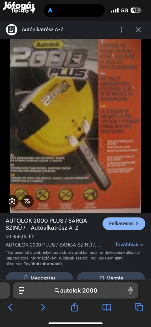 Autolok 2000 kormányőr kormányzár 