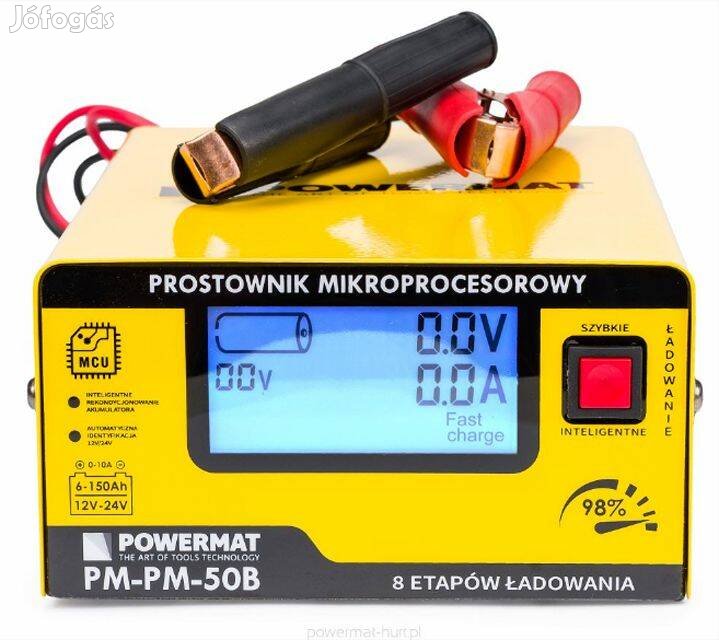 Automata PWM akkutöltő 12V/24 V 10 Amp, 8 töltési folyamat+regenerálás