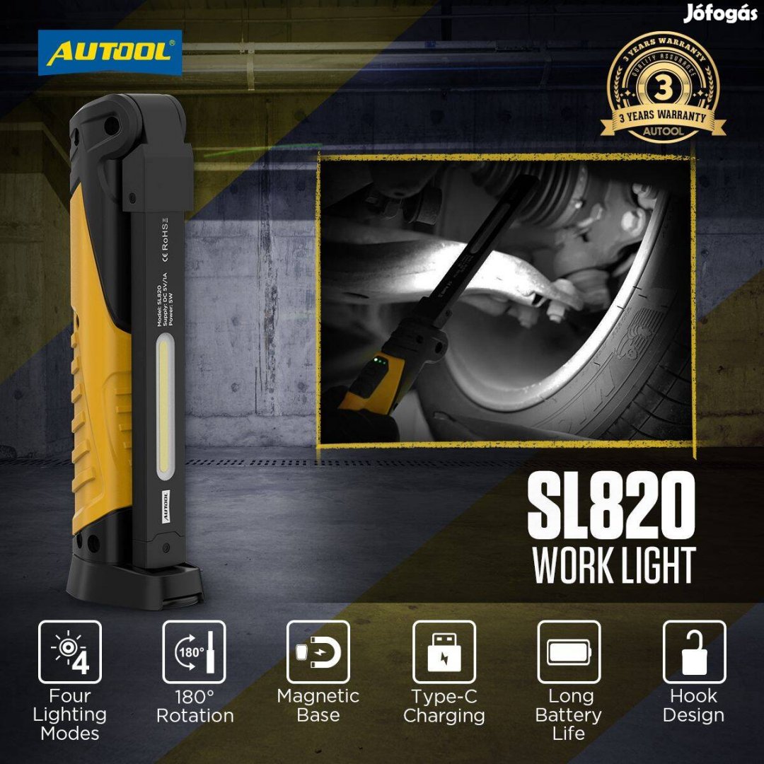 Autool SL820 Professzionális újratölthető COB LED munkalámpa