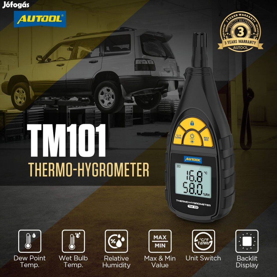 Autool TM101 Precíz hőmérséklet, páratartalom mérő / Thermo-Hygrometer