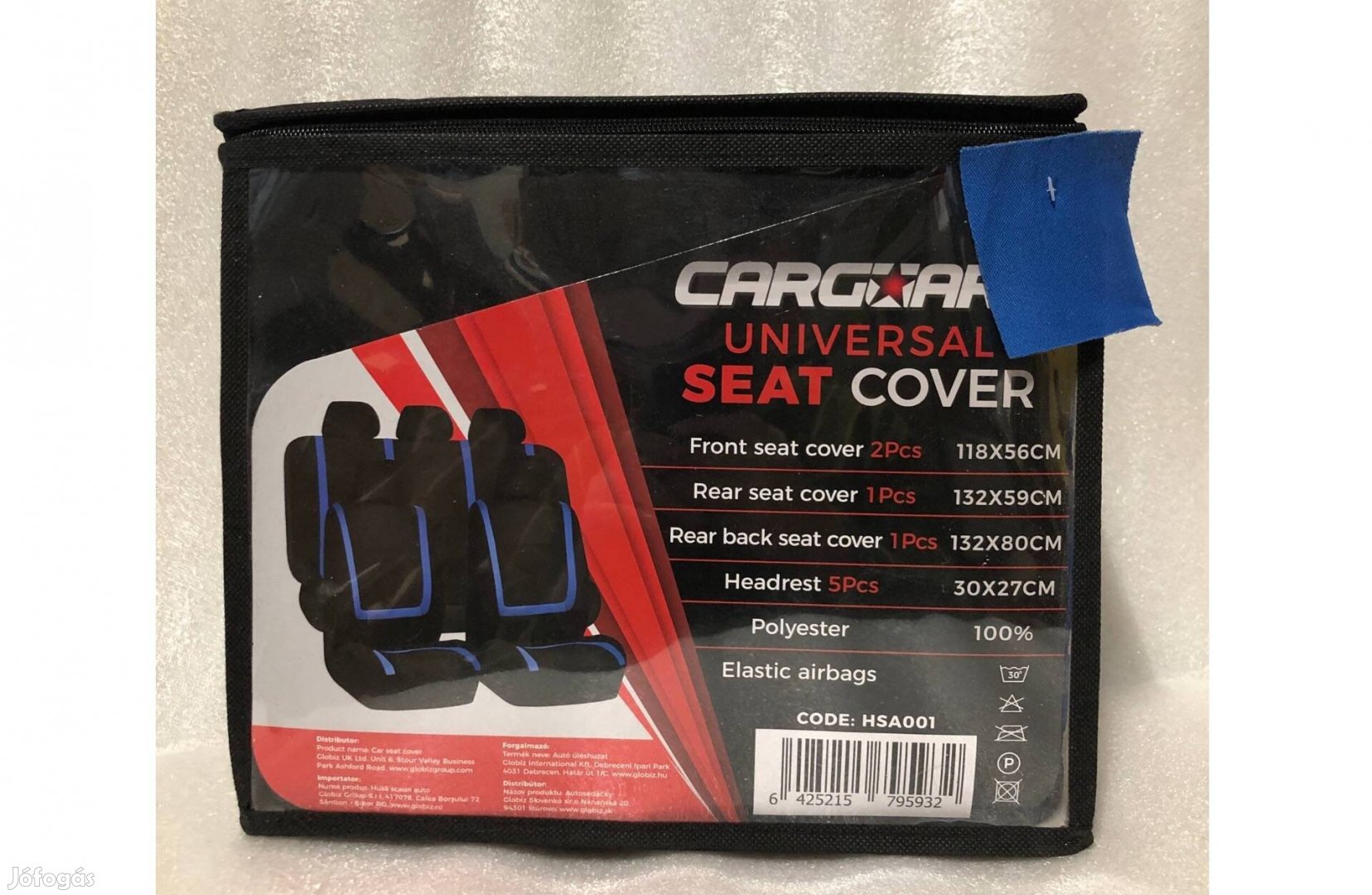Autós Univerzális üléshuzat szett - kék fekete - 9 db-os -
