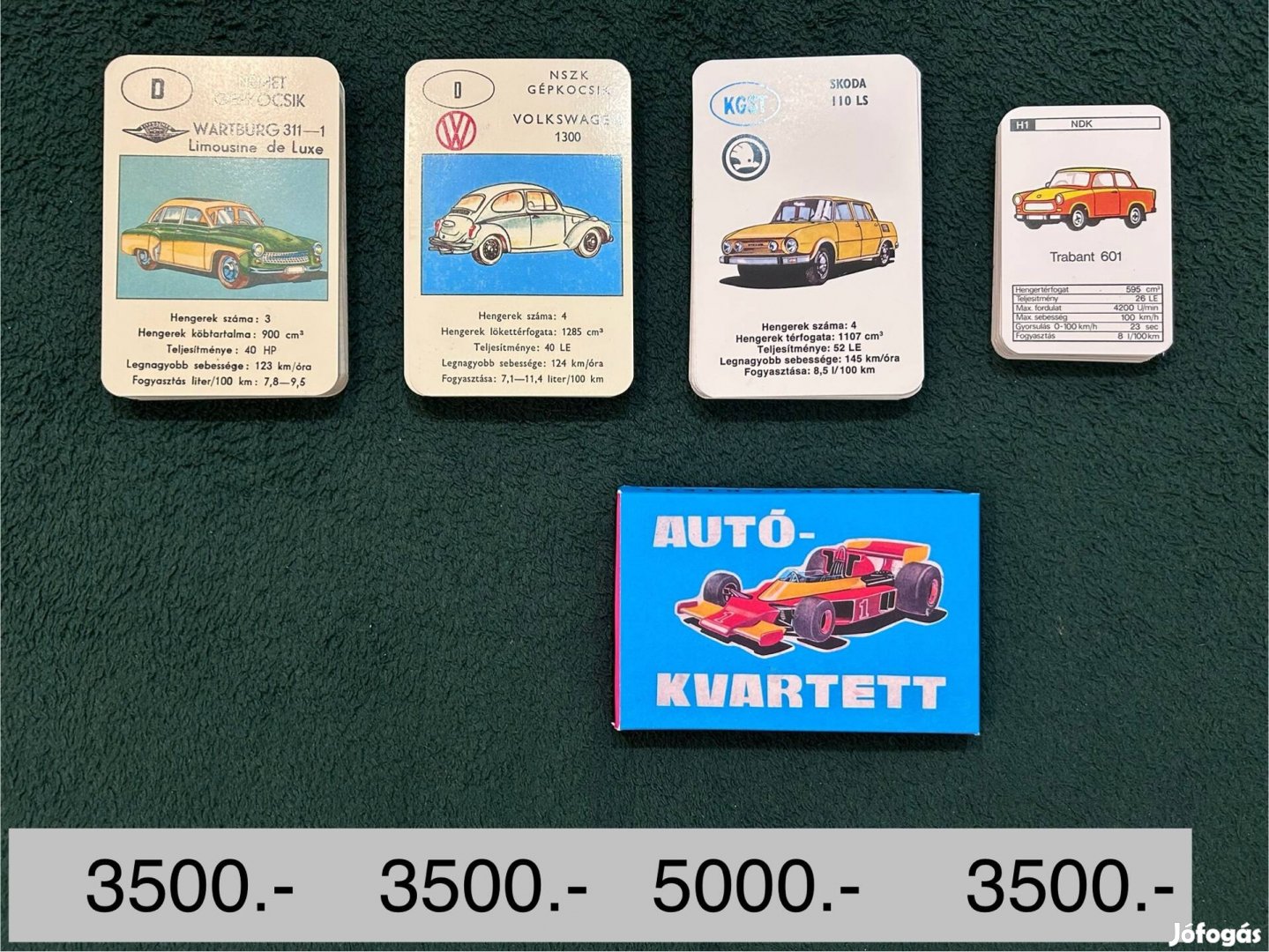 Autós kártya kvartett