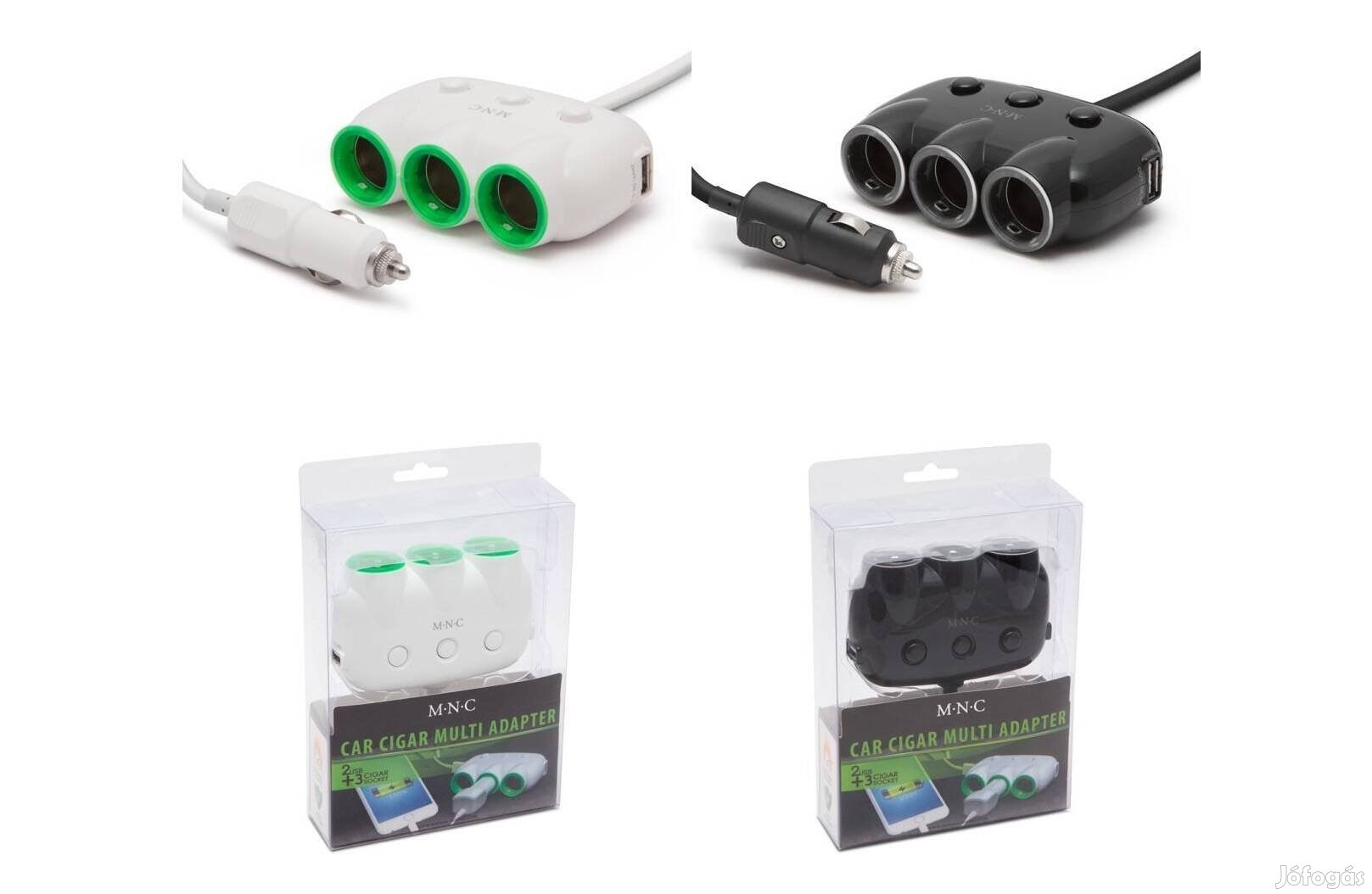 Autós szuper gyors töltő adapter 3 szivargyújtó aljzat + dupla USB