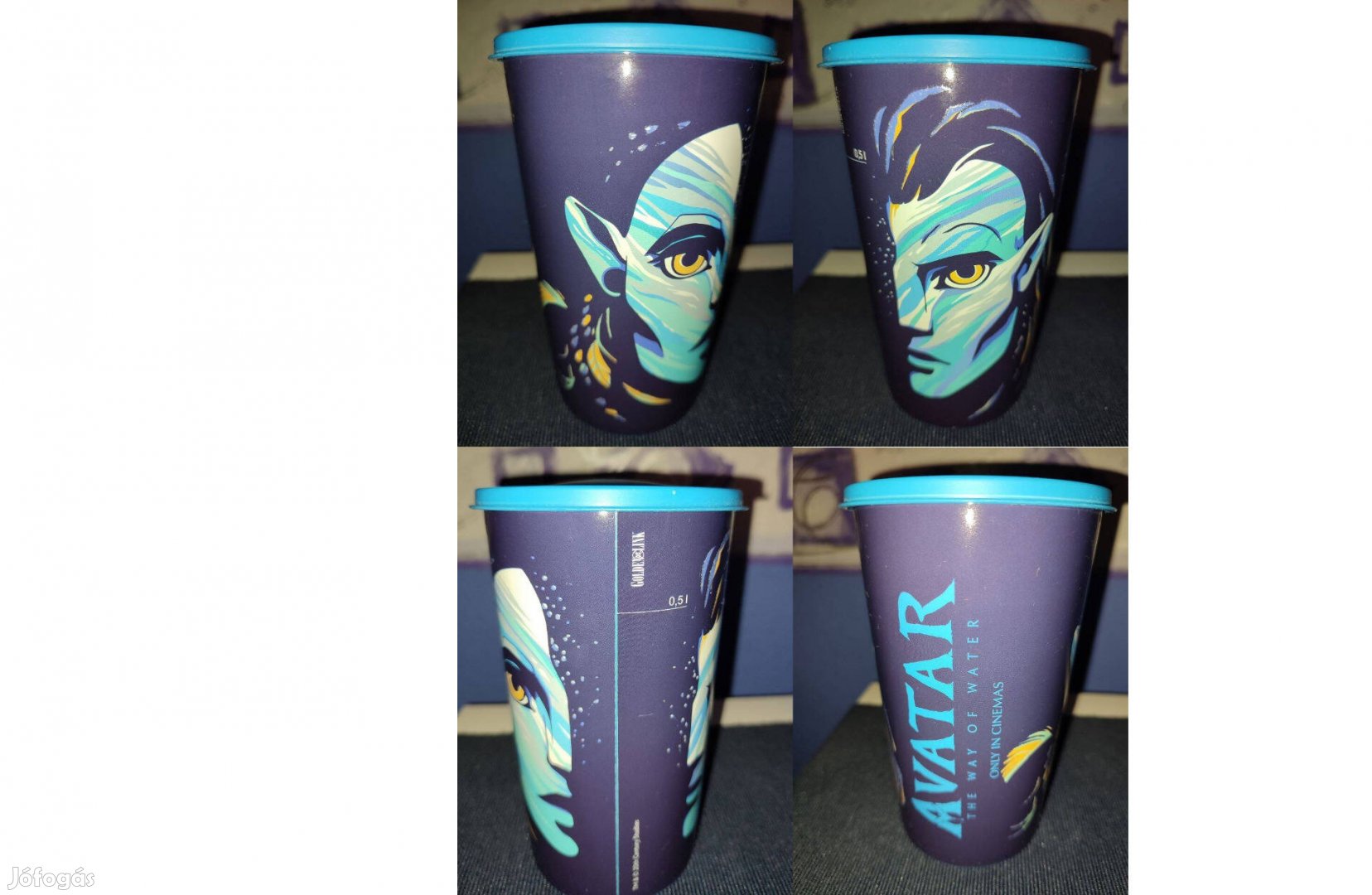 Avatar 2. eredeti világítós mozis kék mintás pohár (500 ML)