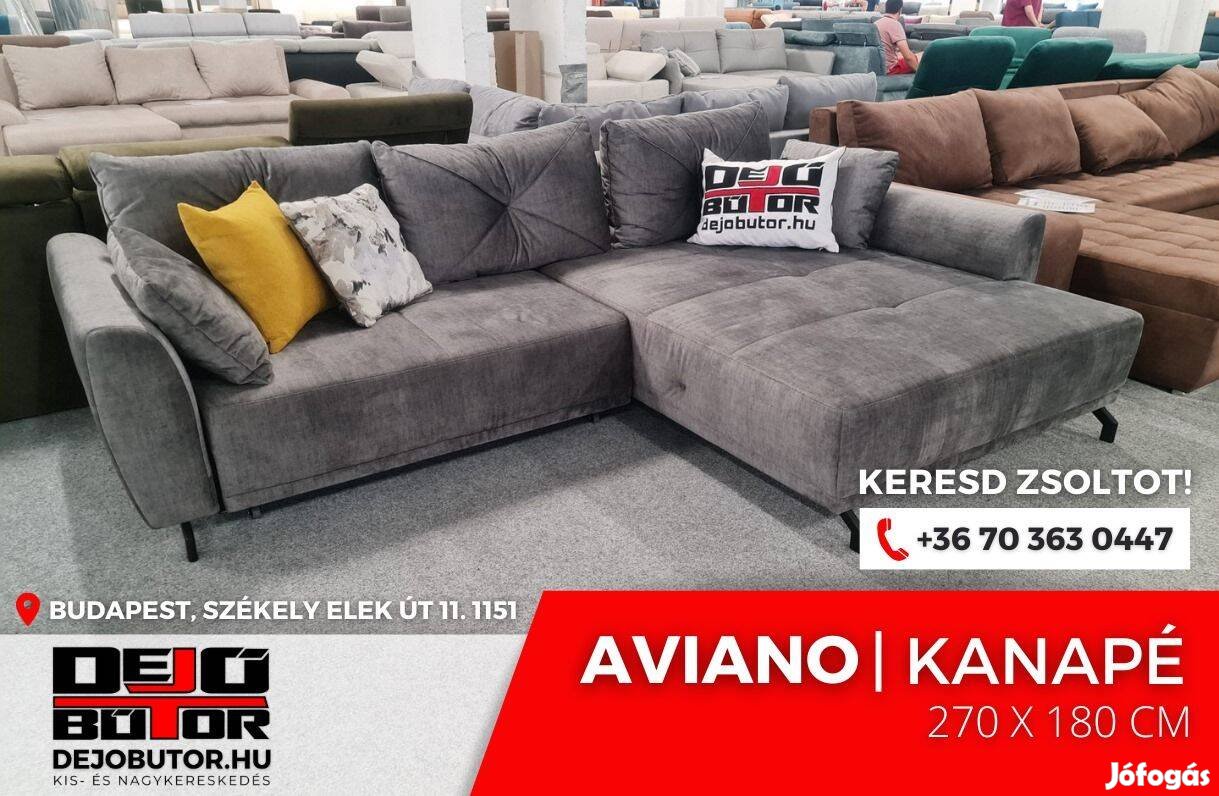 Aviano sarok rugós kanapé ülőgarnitúra 270x180 cm rugós szürke