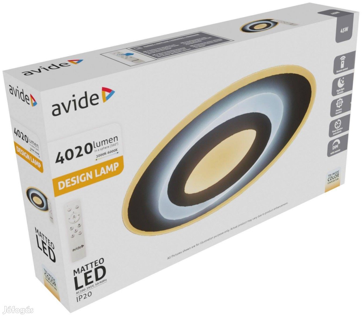 Avide Design Mennyezeti Lámpa Matteo 45W RF Távirányítóval