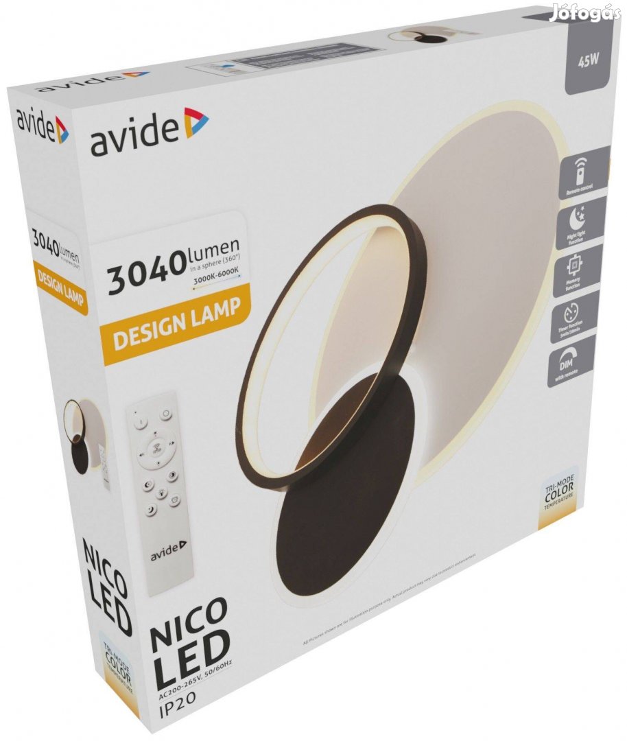 Avide Design Mennyezeti Lámpa Nico 45W RF Távirányítóval
