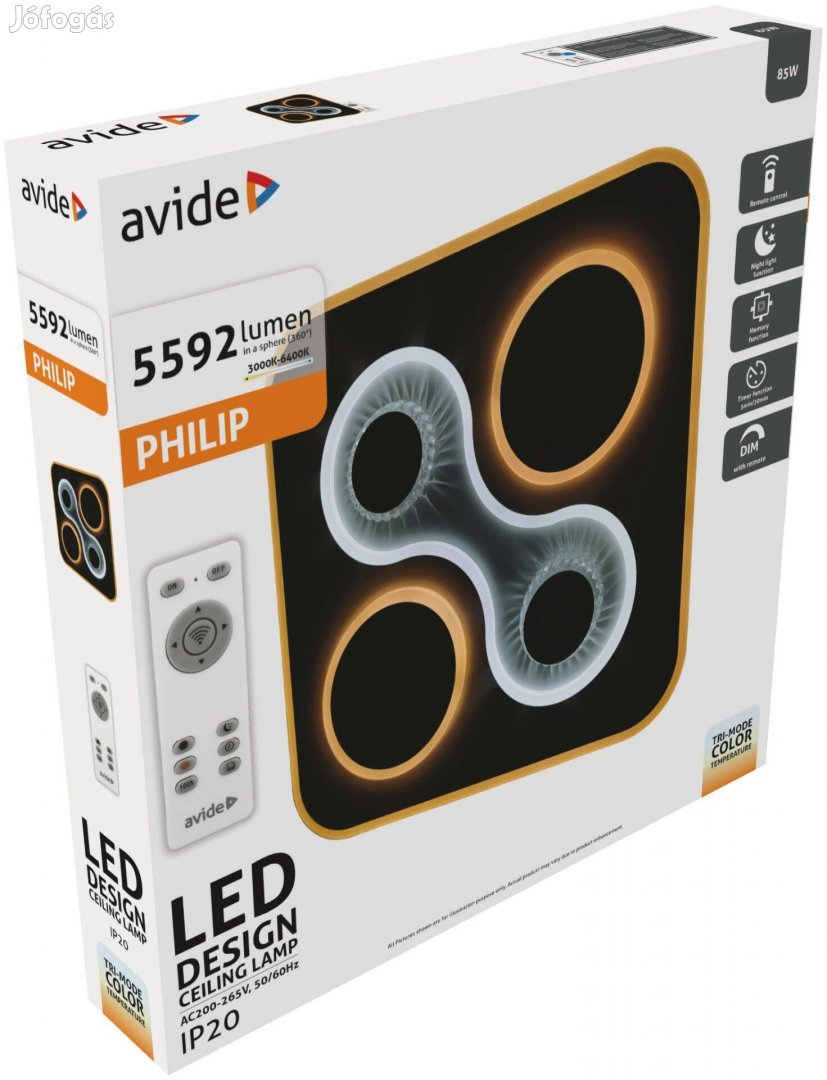 Avide Design Mennyezeti Lámpa Philip 85W (42,5+42,5) RF Távirányítóval