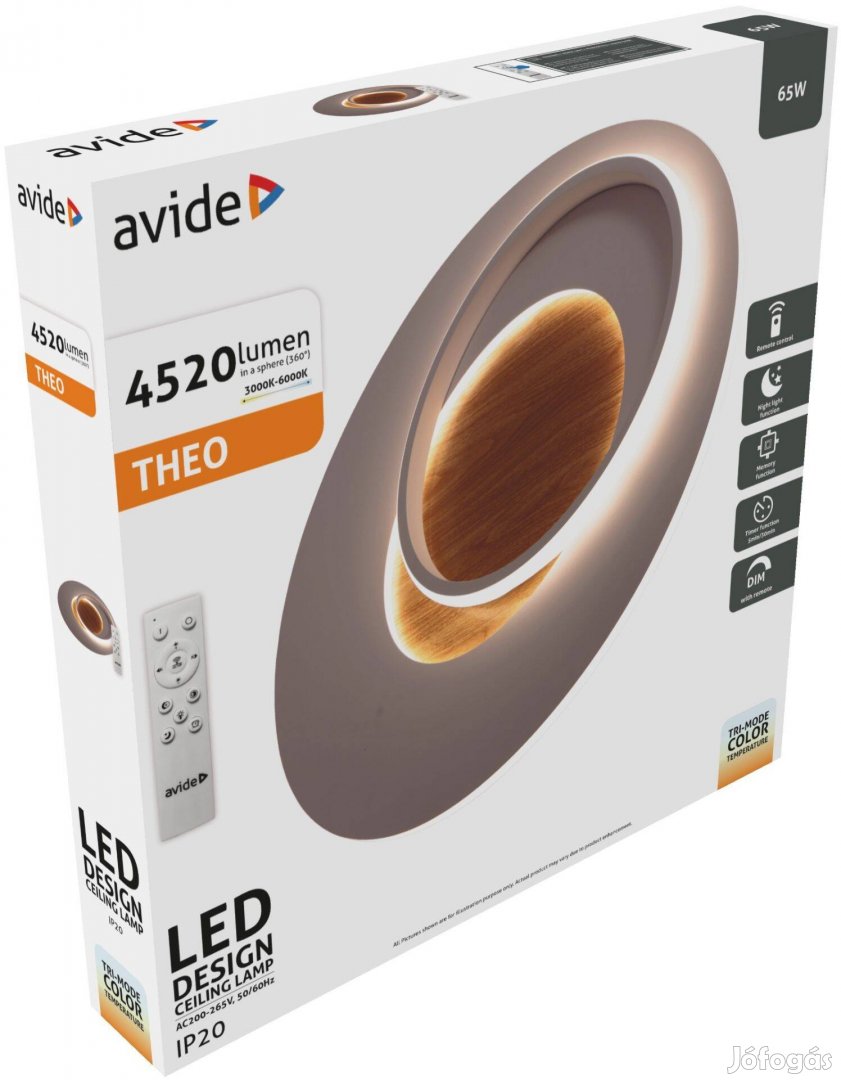 Avide Design Mennyezeti Lámpa Theo 65W RF Távirányítóval