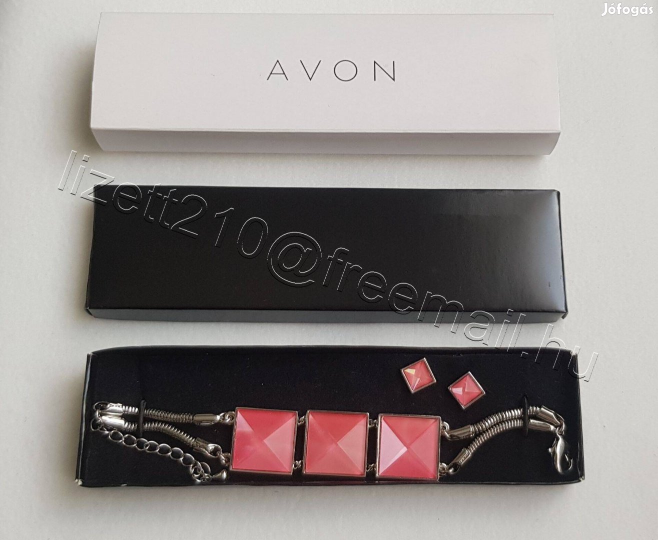 Avon rózsaszín piramis karkötő és fülbevaló szett bontatlan