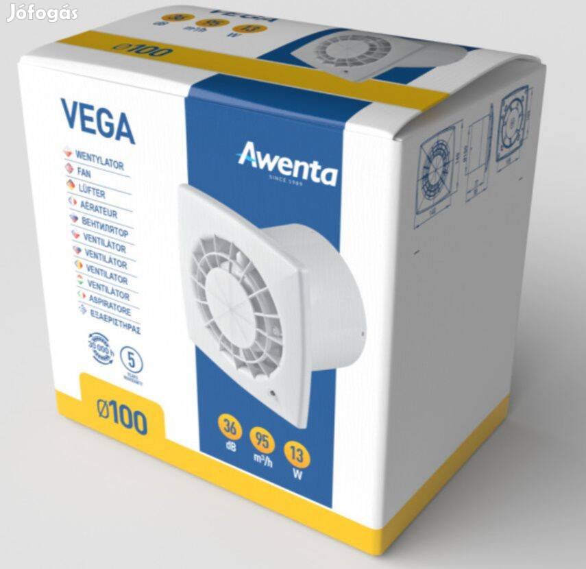 Awenta Vega Wgb100 ventilátor, alap típus, fehér színben