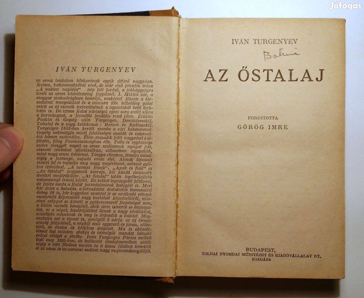 Az Őstalaj (Iván Turgenyev) 1936 (8kép+tartalom)