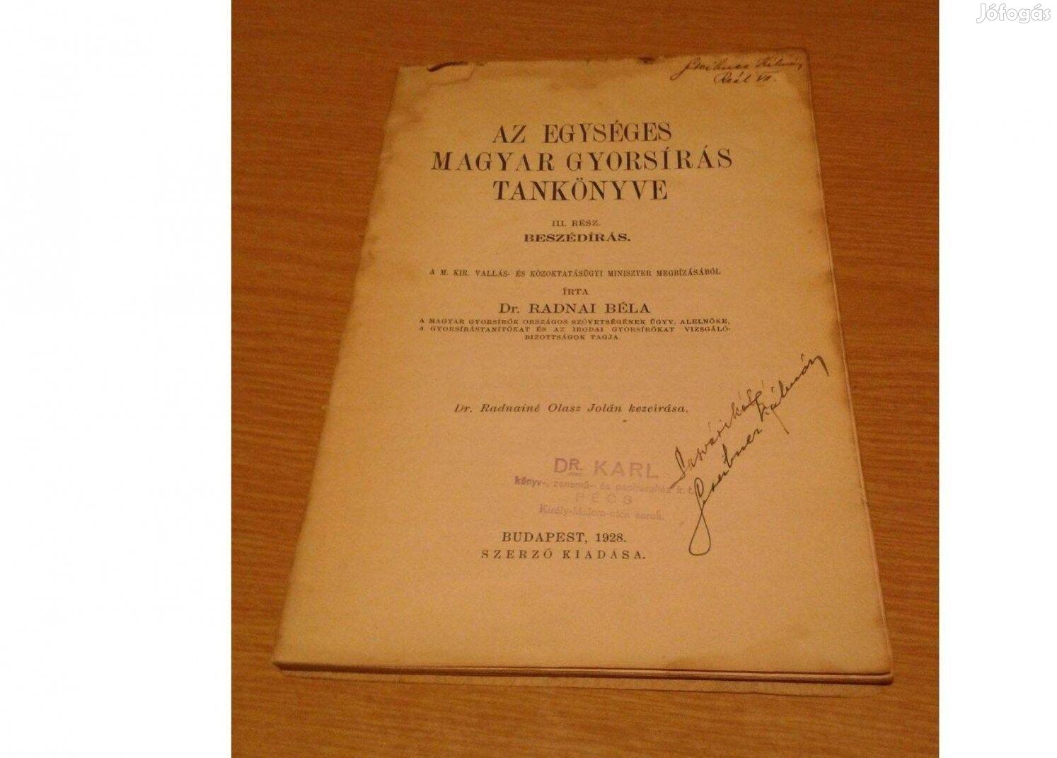 Az egységes magyar gyorsírás tankönyve, 1928