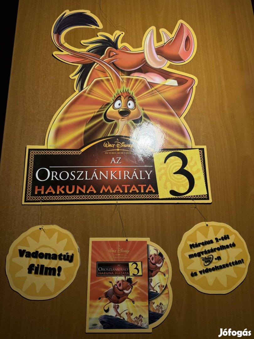 Az oroszlánkirály 3. Hakuna Matata VHS függő karton reklám,