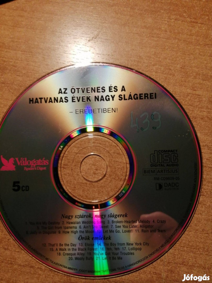 Az ötvenes és hatvanas évek nagy slágerei 5. CD