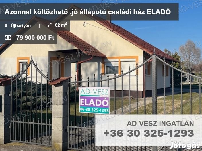 Azonnal költözhető ,jó állapotú családi ház ELADÓ