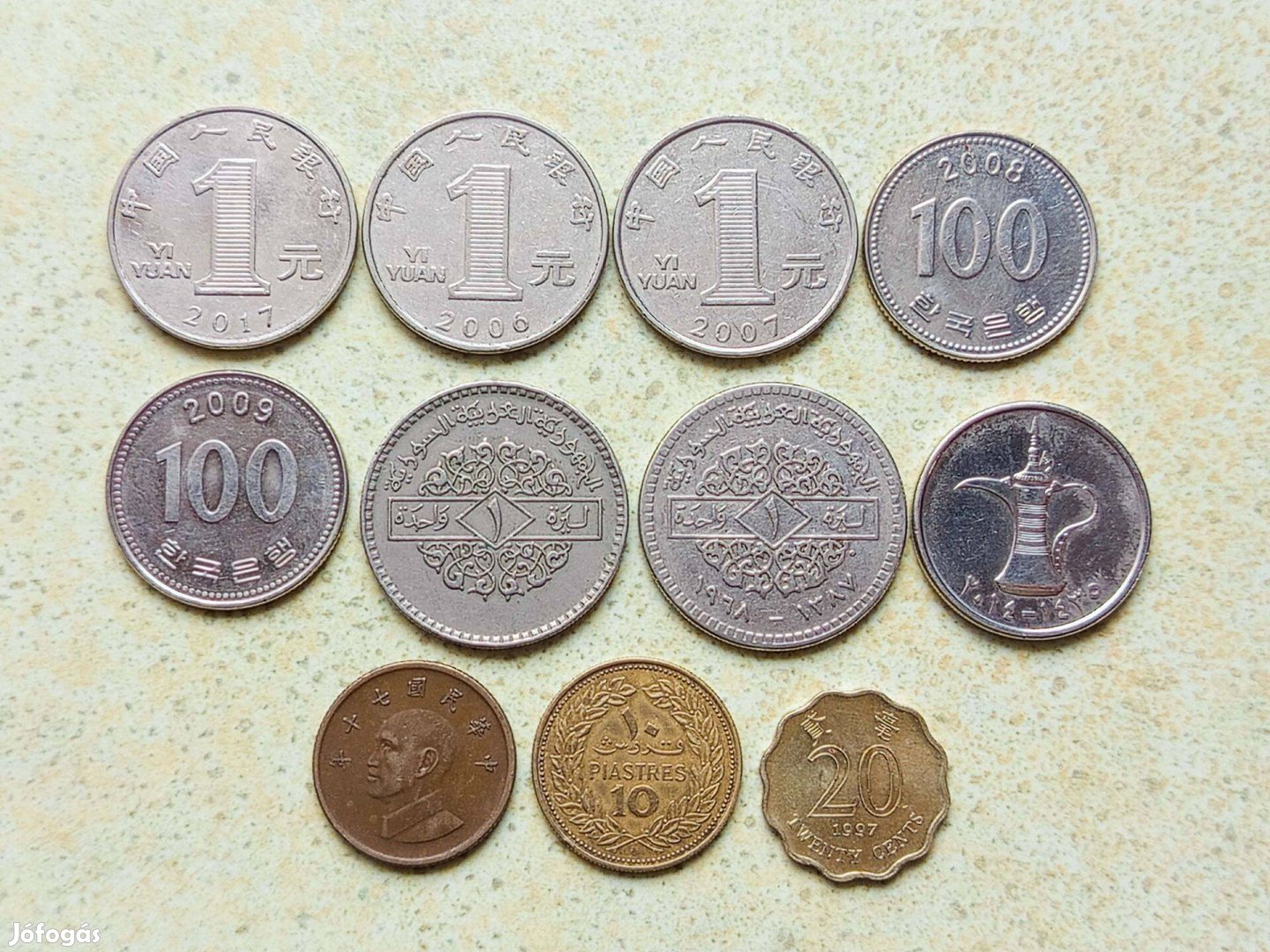 Ázsia Közel-Kelet 11 db Különböző Érme Libanon Kína Taiwan