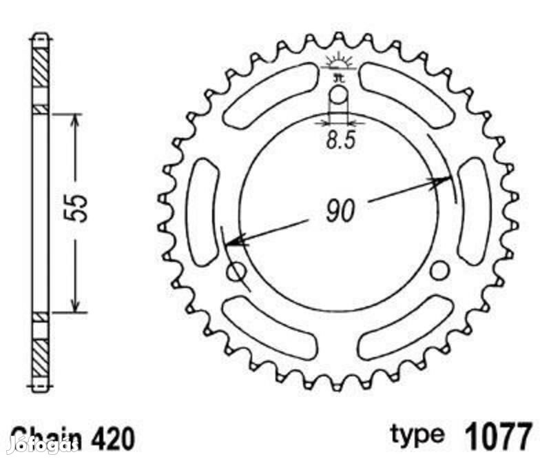 B1 acél standard hátsó lánckerék - 420