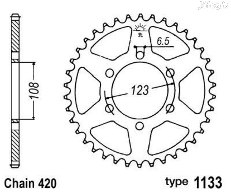 B1 acél standard hátsó lánckerék - 420
