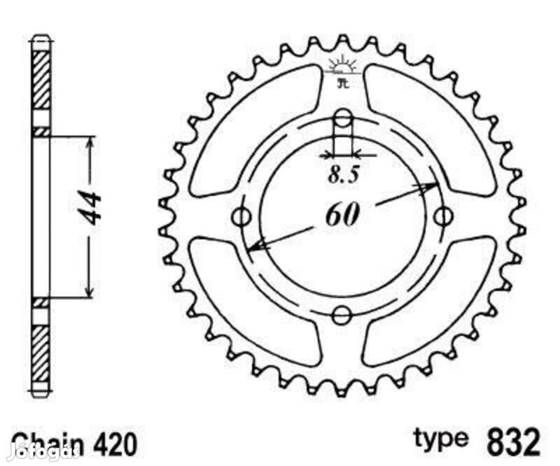 B1 acél standard hátsó lánckerék - 420