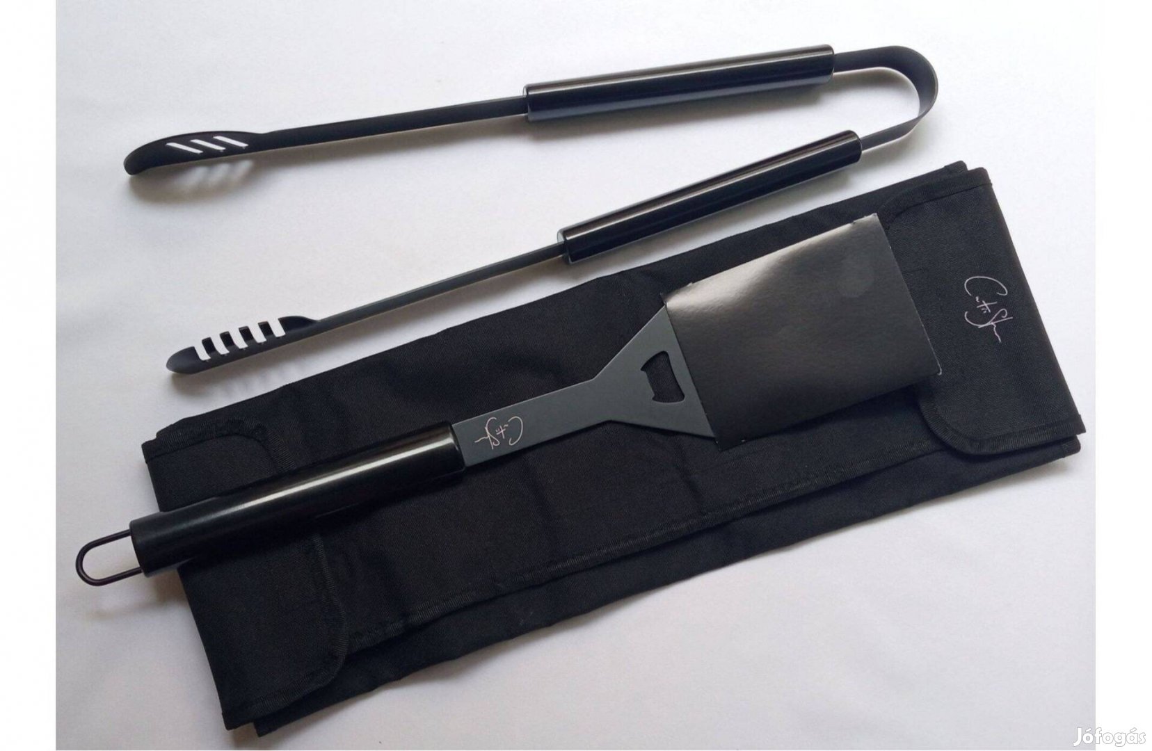 BBQ rozsdamentes acél spatula és fogókészlet, tapadásmentes bevonattal