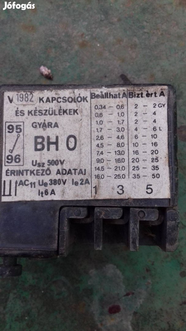 BH O hőkioldó 380V és 2 A