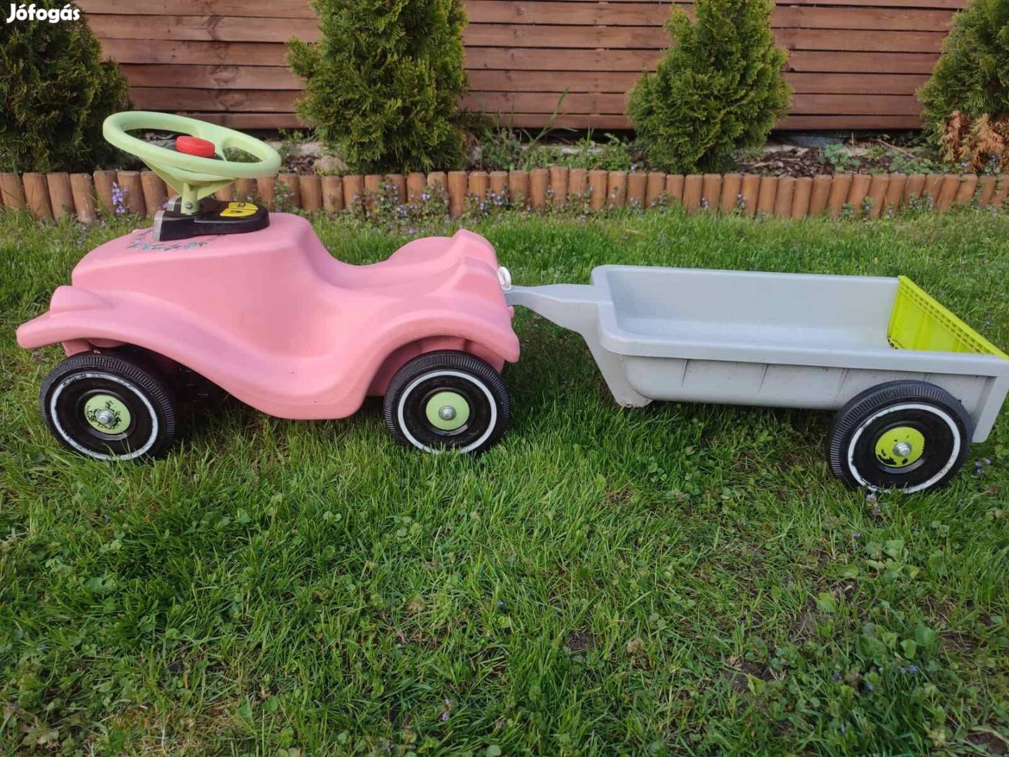 BIG Bobby Car Classic lámpával és utánfutóval - rózsaszín