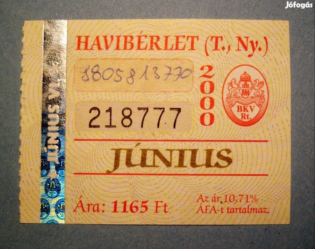 BKV Havibérlet (T.,Ny.) 2000 Június (2képpel)