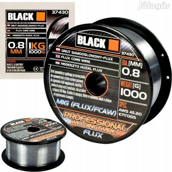 BLACK  Hegesztő huzal, FLUX AWS, 0,8mm, 1kg  37430