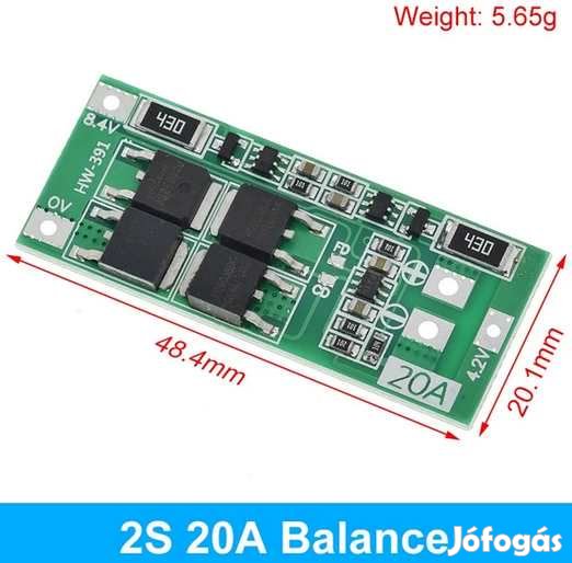 BMS   2S 7,4V 20A Ballanced Version Li-Ion  Akkupakkhoz (5374)