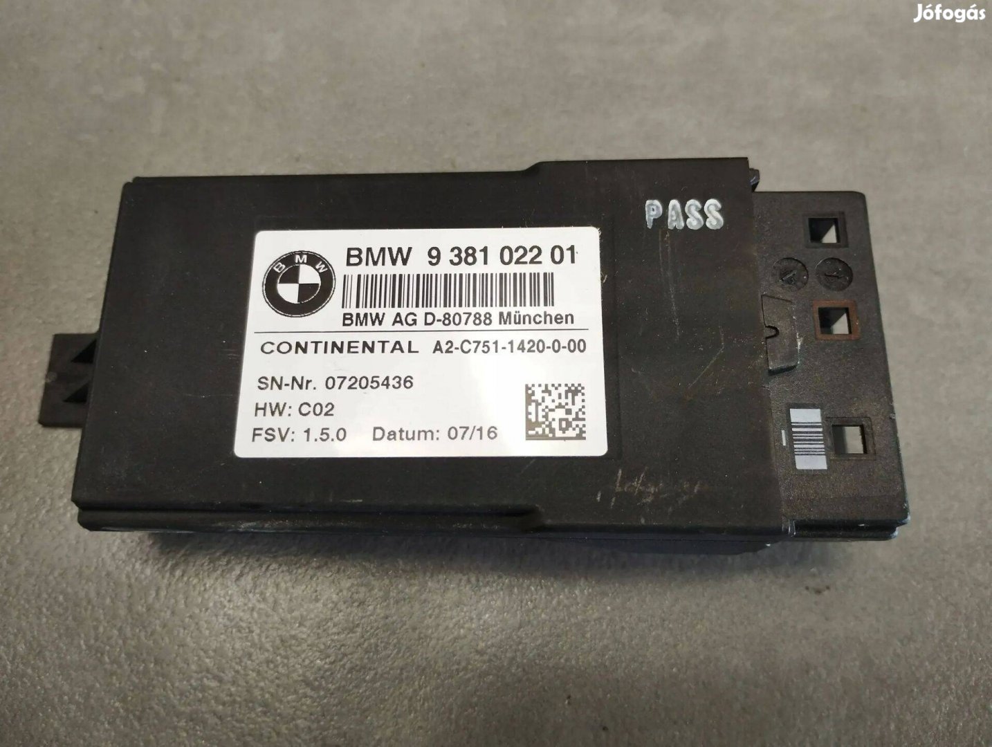 BMW 7 G11 ülés vezérlő modul 9381022