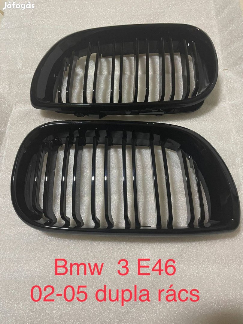 BMW E46 3 díszrács / vese / hűtőrács fekete dupla pálcás 02-05