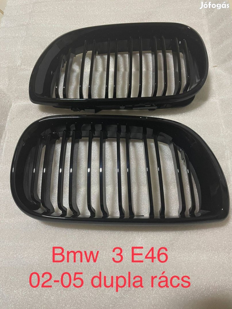 BMW E46 3 díszrács / vese / hűtőrács fekete dupla pálcás 2002-2005 új