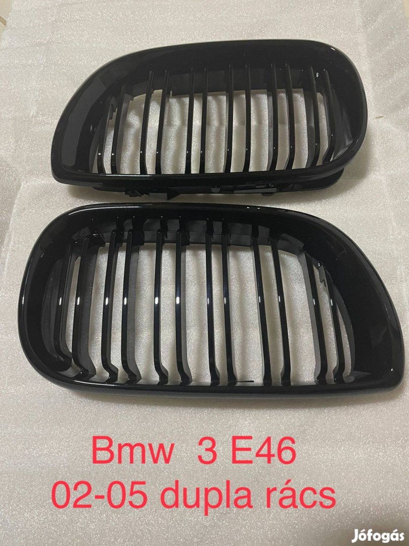 BMW E46 3 díszrács / vese / hűtőrács fekete dupla pálcás fényes