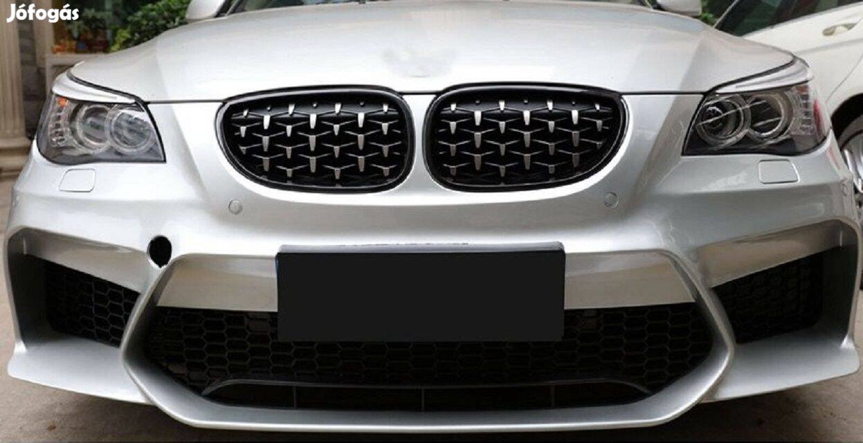 BMW E60 E61 (5-ös) díszrács / vese / hűtőrács Diamond fekete/szatén