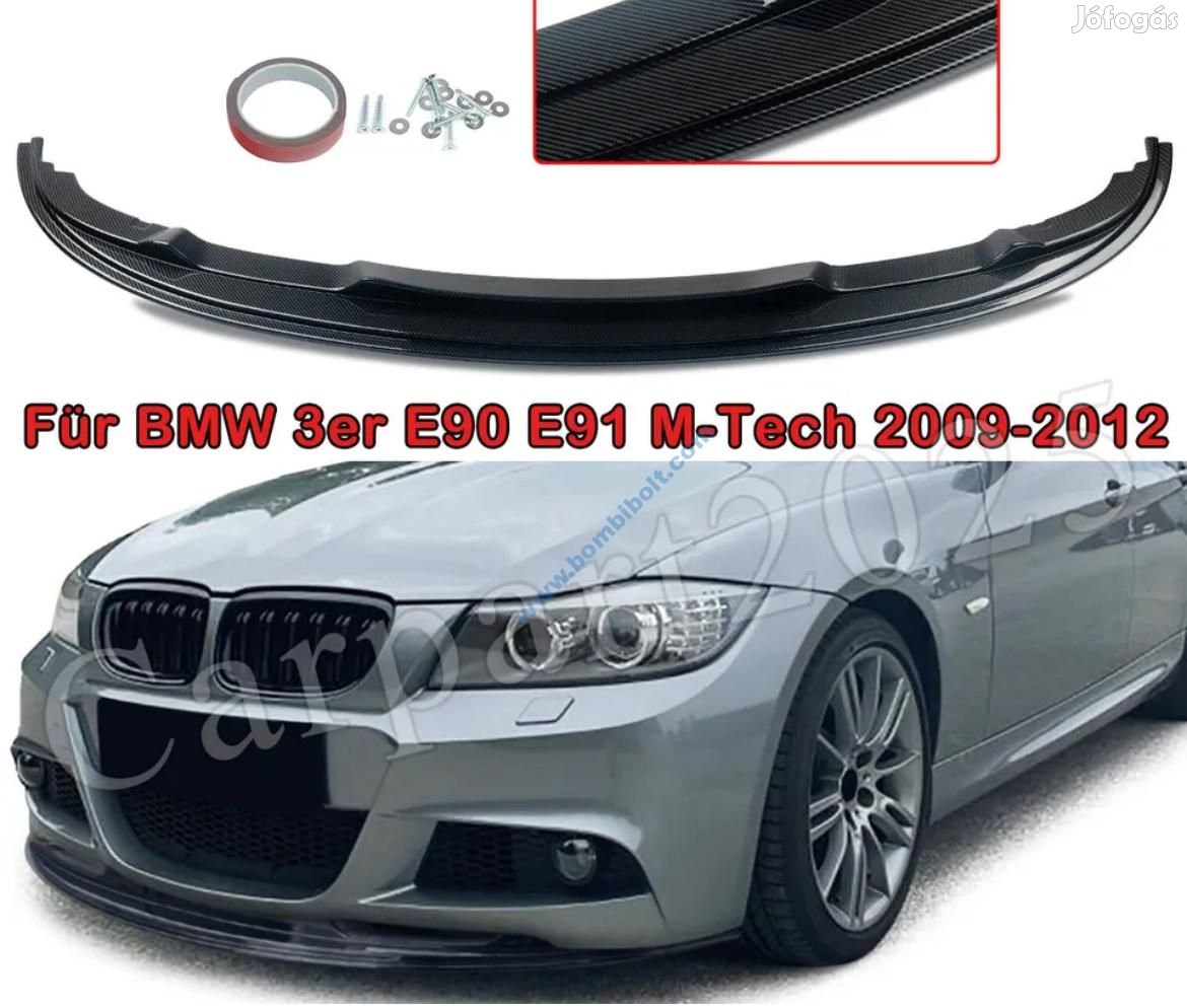 BMW E90 E91 Lci lökhárító toldat, fényezett fekete 2009-2012