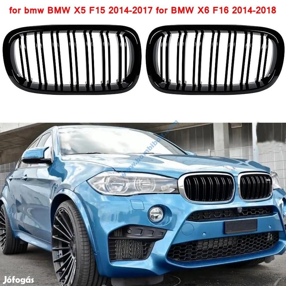 BMW F15, F16, X5, X6, F85, F86, X5M, X6M  fényes fekete hűtőrács, vese