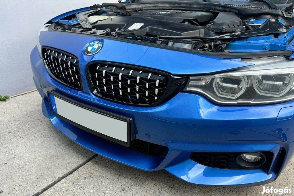 BMW F32 F33 F36 (4-es coupe, cabrio) díszrács vese gyémánt fekete/króm