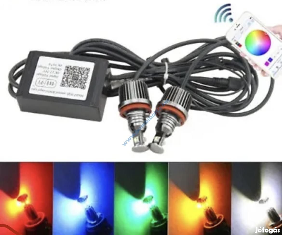 BMW H8 WiFi színváltós RGB Angel Eyes izzó 2*30W, E60, E61, E90, E91,
