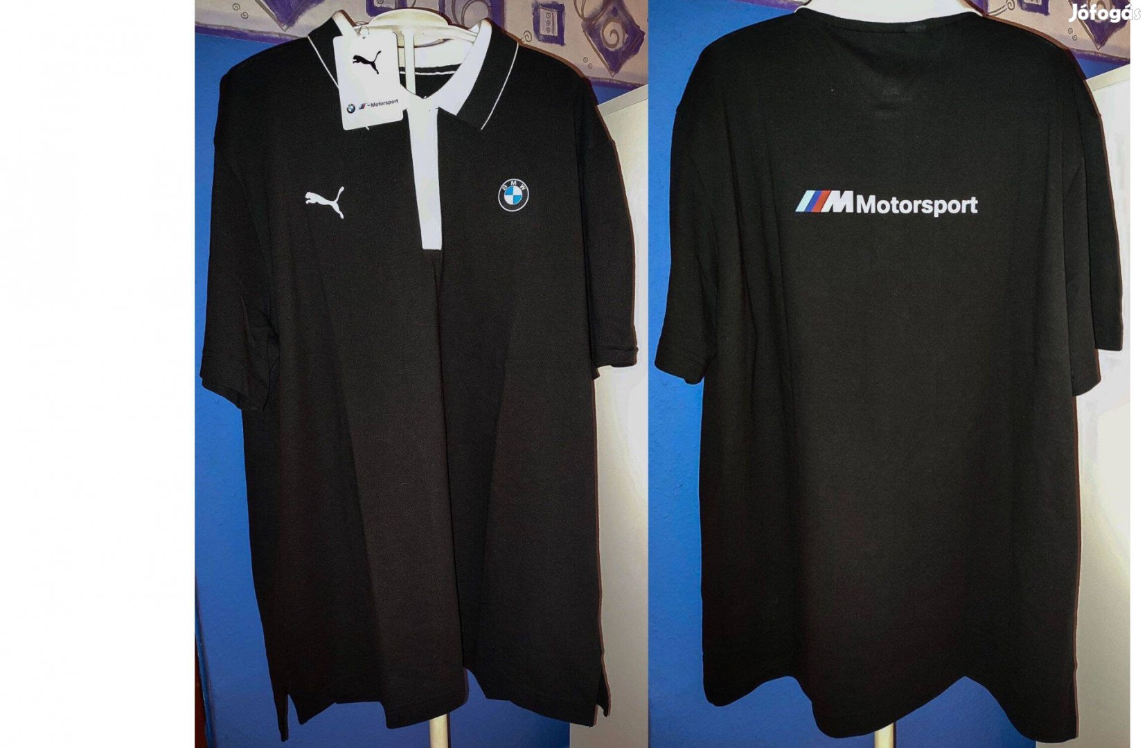 BMW Motorsport eredeti Puma galléros fekete póló (L)