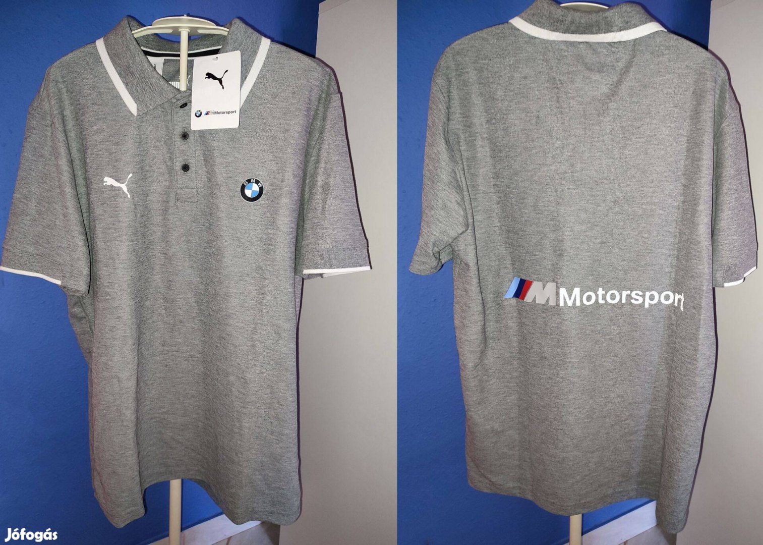BMW Motorsport eredeti Puma szürke galléros póló (M-es)