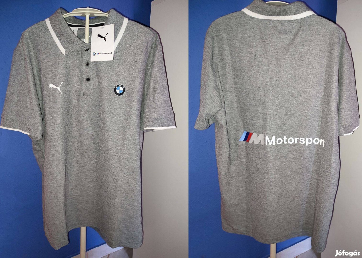 BMW Motorsport eredeti Puma szürke galléros póló (M-es)