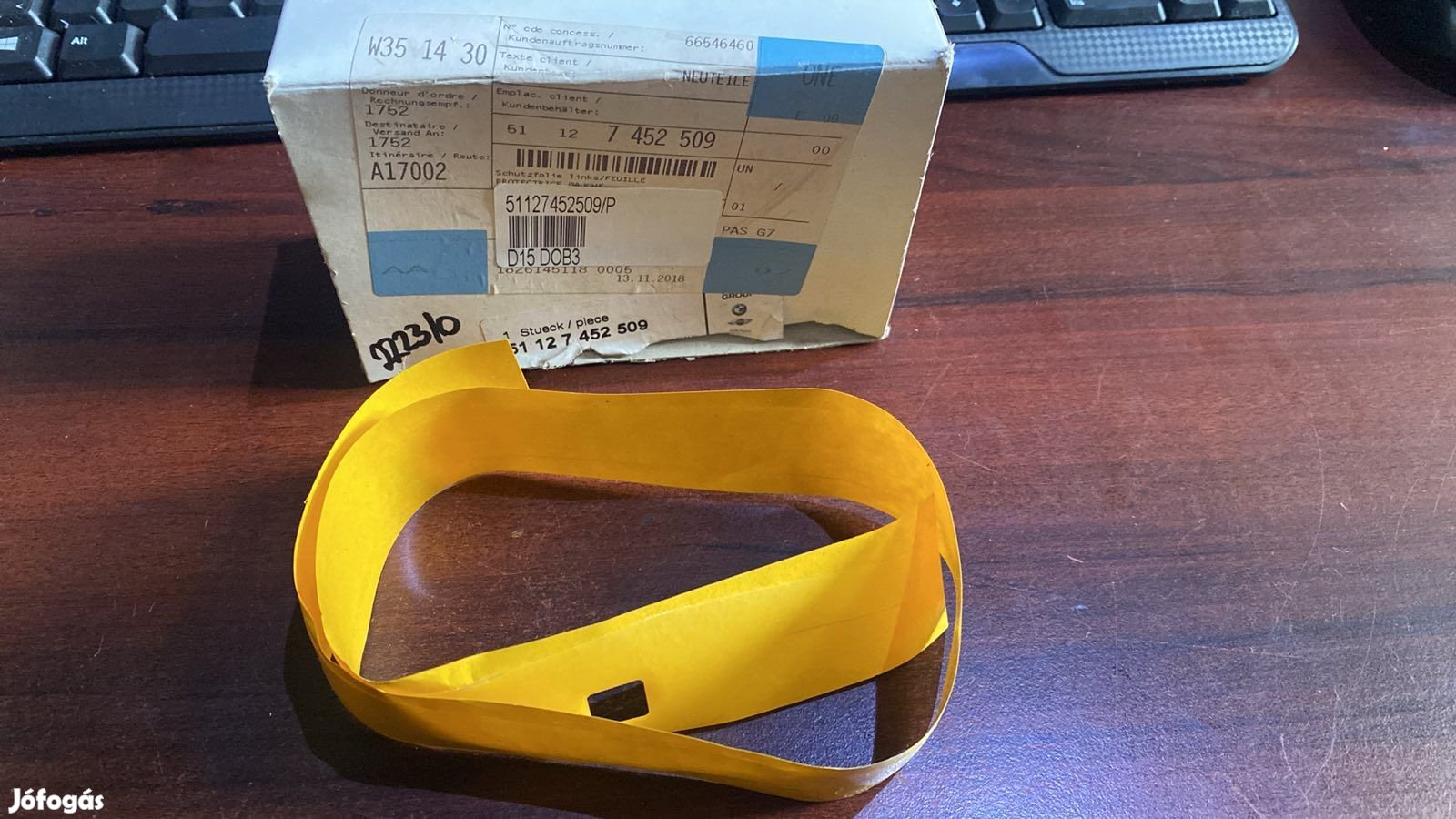 BMW bal védőfólia 51127452509 eladó