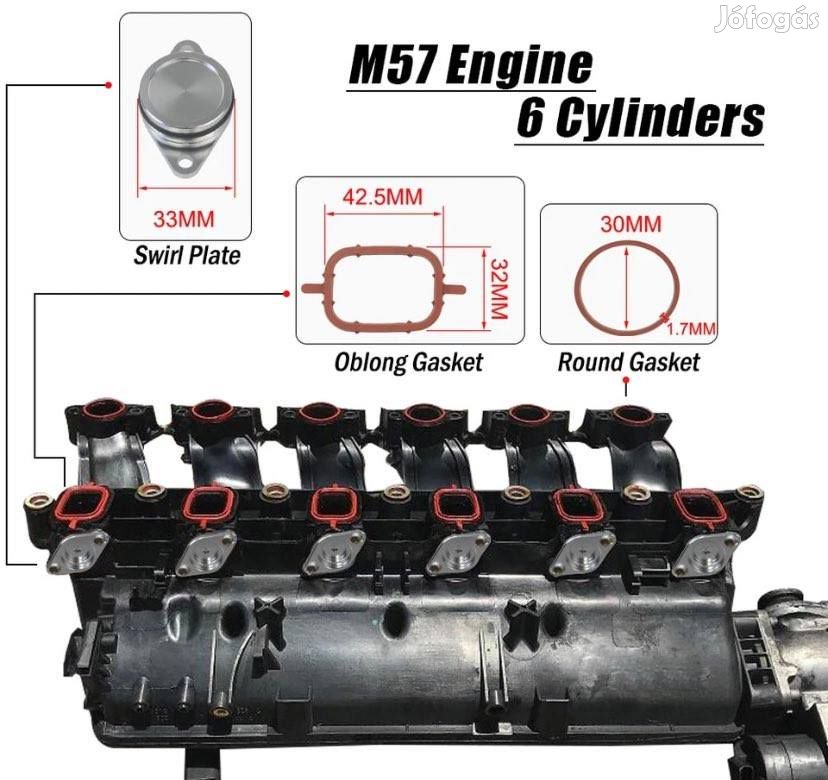 BMW dízel szívósor dugó szett 6x33mm, E60 E61 E90 E91 E92 E93 E63 E64