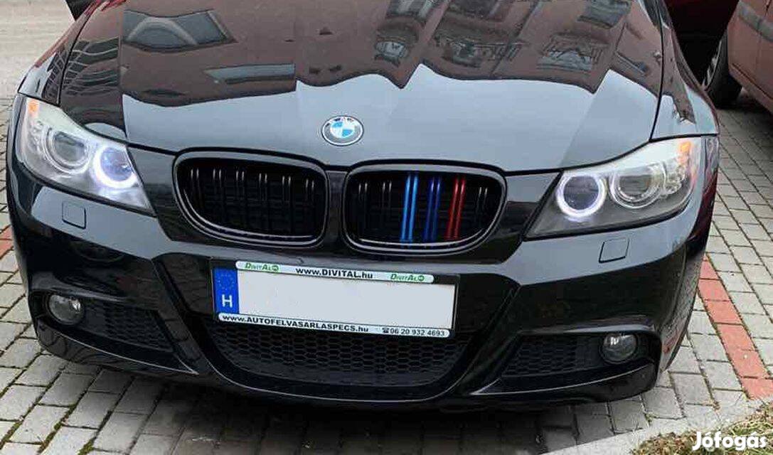 BMW e90 e91 face hűtőrács vese dupla pálcás lakk fekete /M