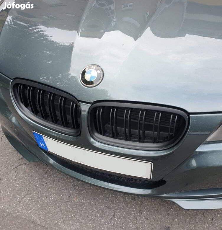 BMW e90 e91 facelift díszrács vese hűtőrács dupla pálcás matt fekete