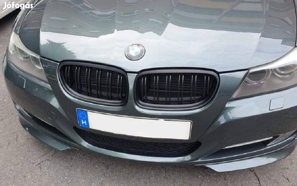 BMW e90 e91 facelift díszrács vese hűtőrács dupla pálcás matt fekete