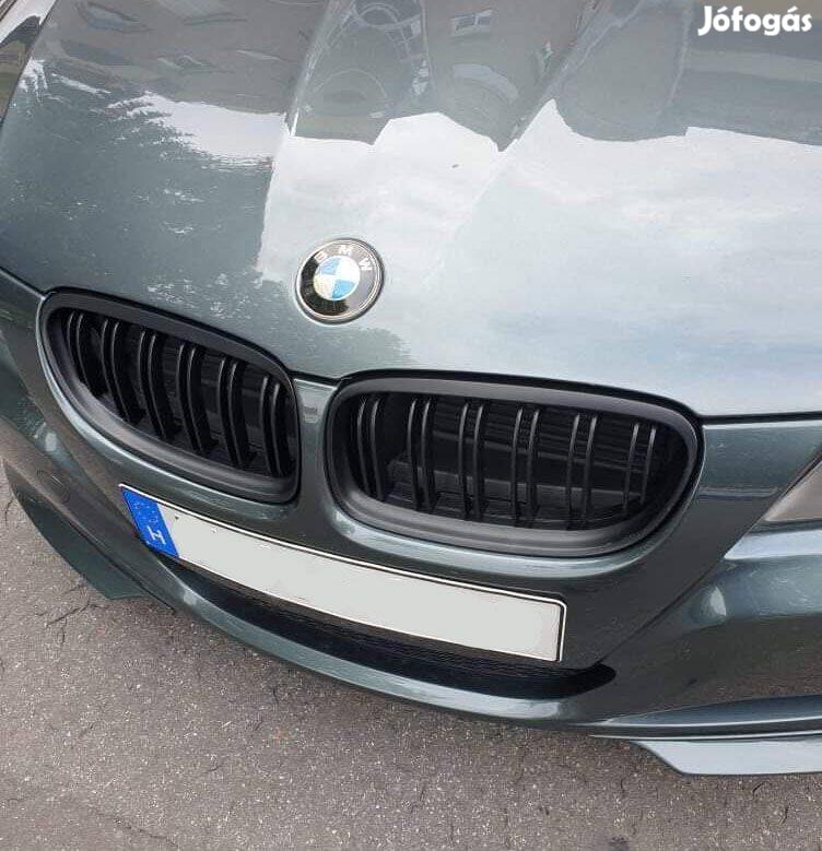 BMW e90 e91 facelift díszrács vese hűtőrács dupla pálcás matt fekete